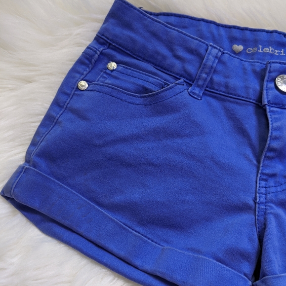 Celebrity Pink Blue Denim Shorts Rolled Cuff Short - Picture 5 of 6